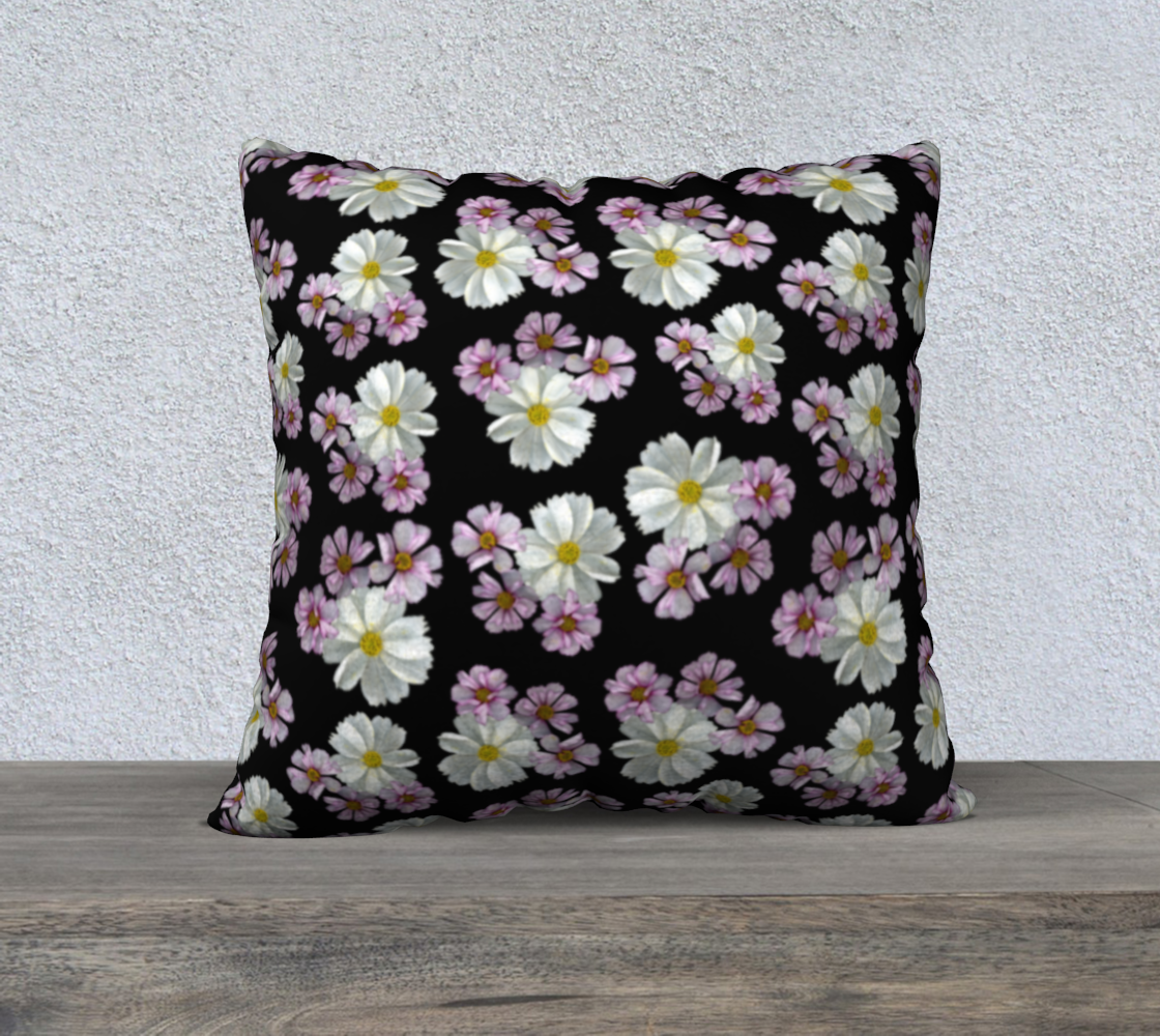 Aperçu de 22x22 Pillow Case * Abstract Floral Pillow Covers * Linen*Canvas*Velveteen Decorative Pillows * Pink Purple White Cosmos Blossoms #1