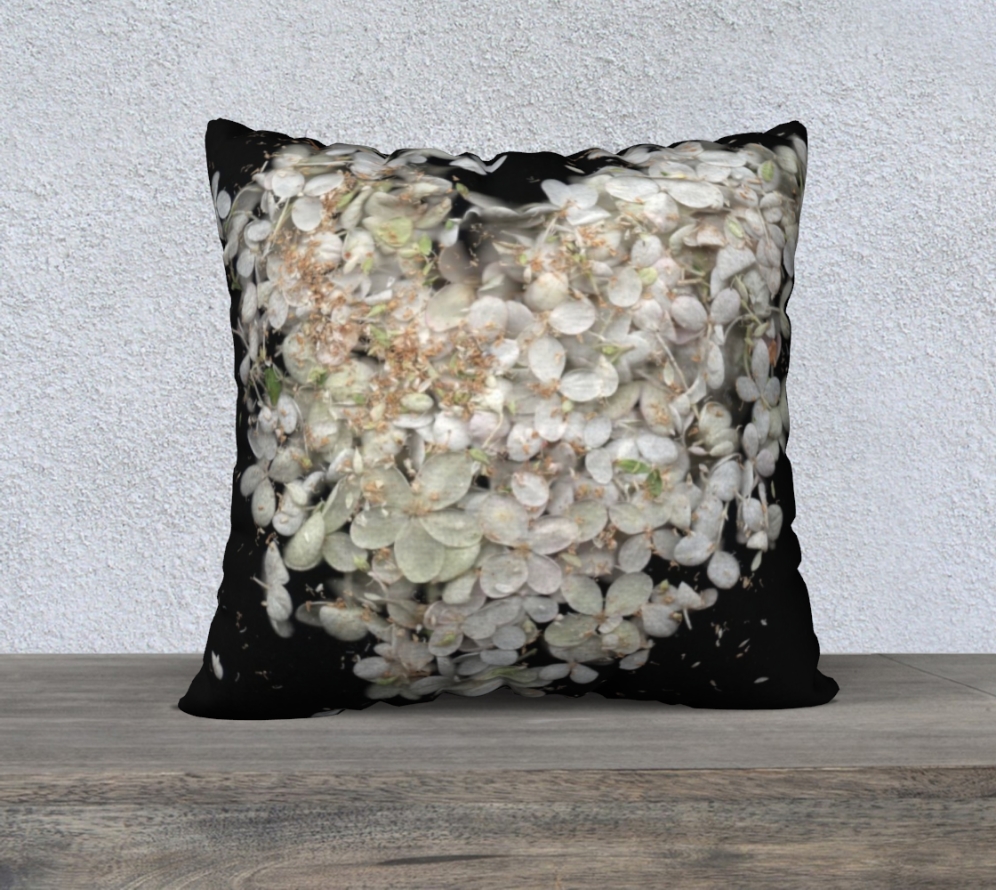 22x22 Pillow Case * Abstract White Black Floral Pillow Covers * Linen*Canvas*Velveteen Decorative Pillows * Hydrangea Heart Blossoms * Lovely  preview