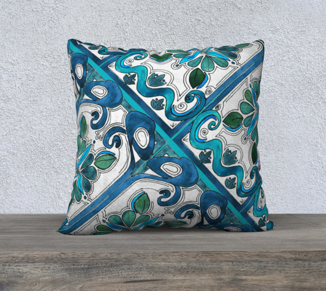 Turquoise Art Nouveau II 22inX22in Pillow Case preview