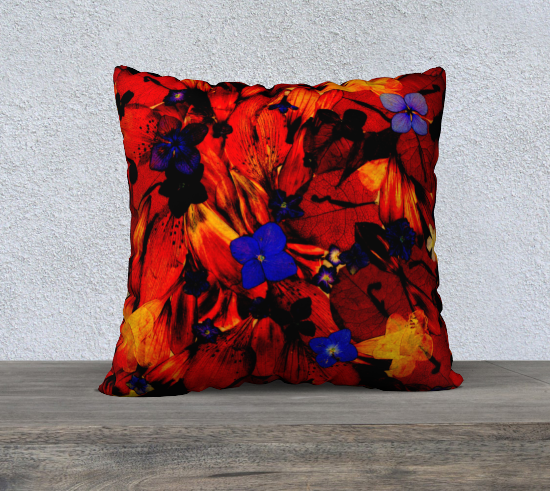 22x22 Pillow Case * Abstract Floral Pillow Covers * Linen*Canvas*Velveteen Decorative Pillows * Red Yellow Purple Blue Multicolor Flowers * Chaos125 preview