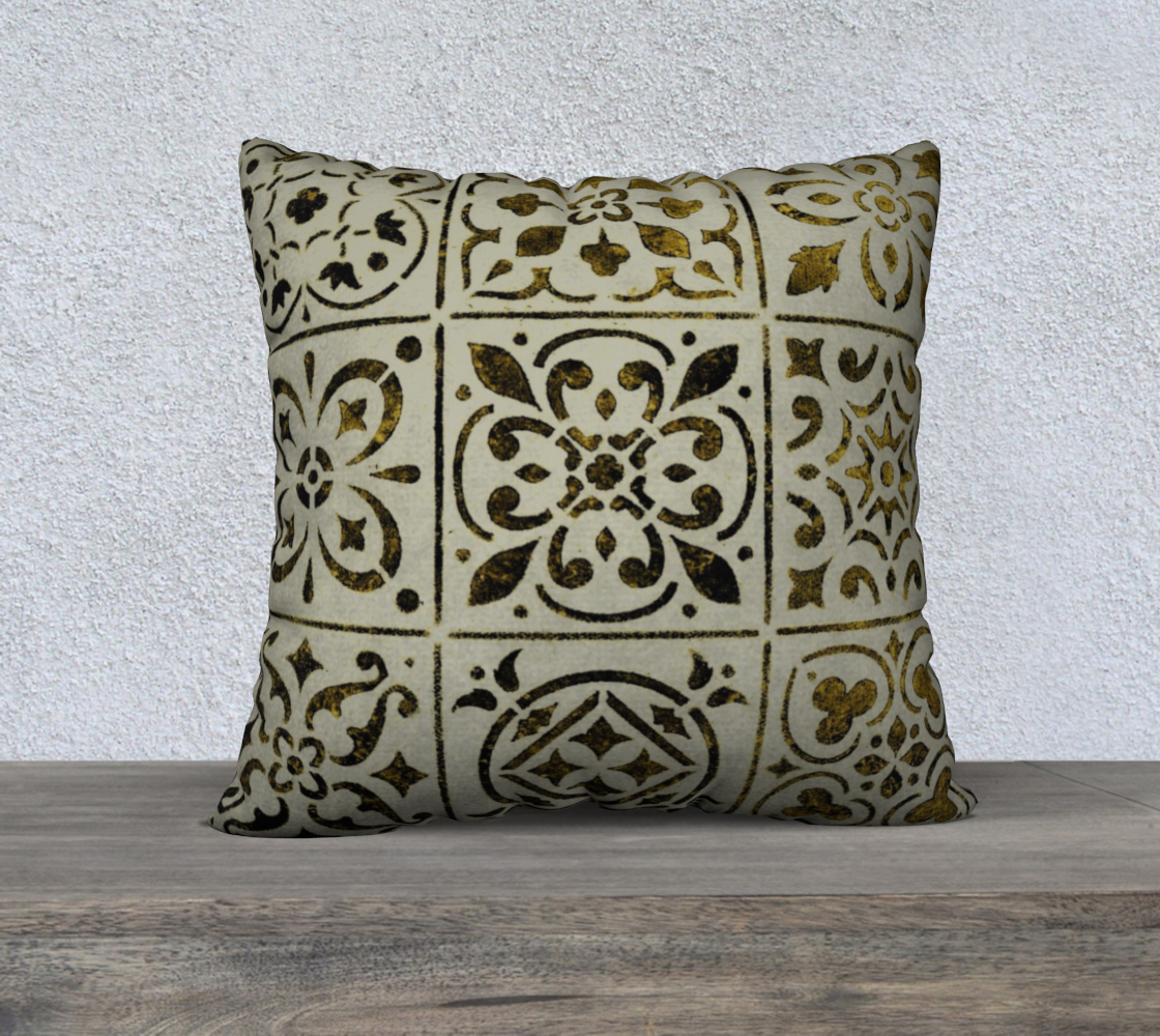22x22 Pillow Case * Gold Black White Moroccan Tile Print * Linen*Canvas*Velveteen Decorative Pillow Covers * Abstract Geometric Design Miniature #3