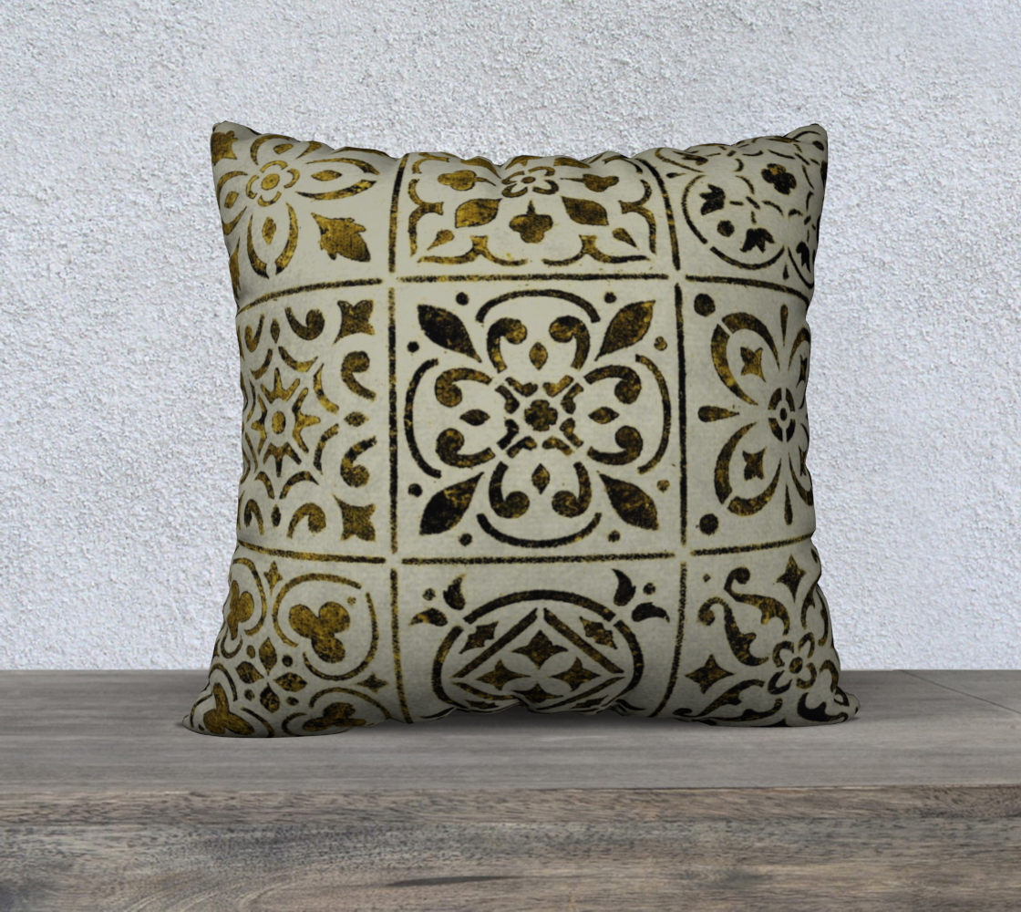 Aperçu de 22x22 Pillow Case * Gold Black White Moroccan Tile Print * Linen*Canvas*Velveteen Decorative Pillow Covers * Abstract Geometric Design