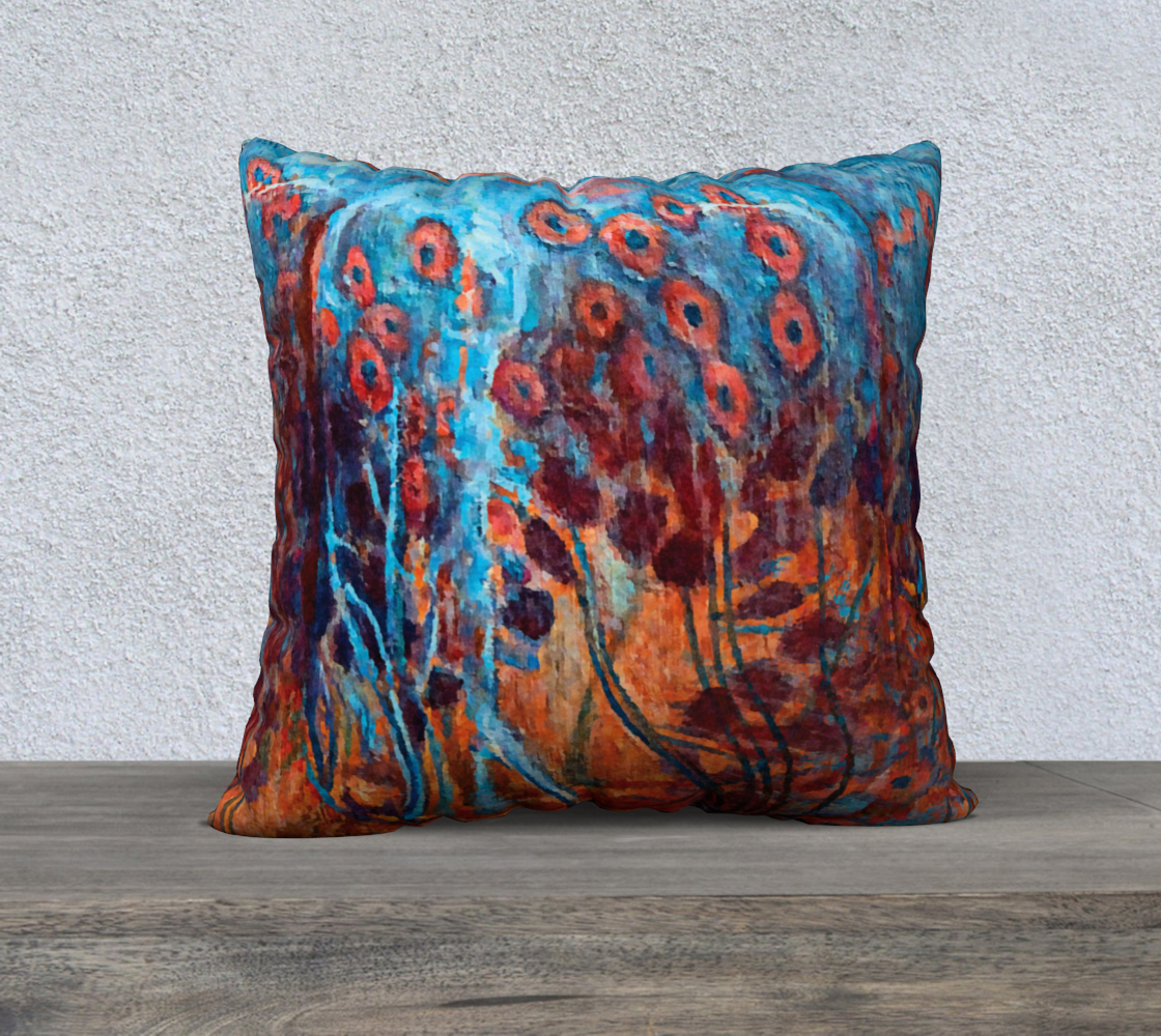 Aperçu de Organic Floral Abstract Blue Purple Salmon Red #1