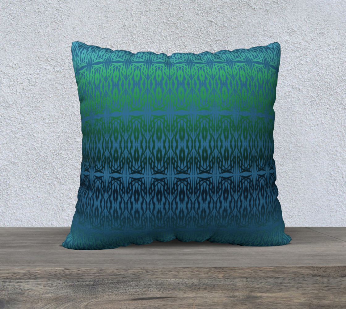 Ombre Teal Green Blue Abstract Damask Miniature #2