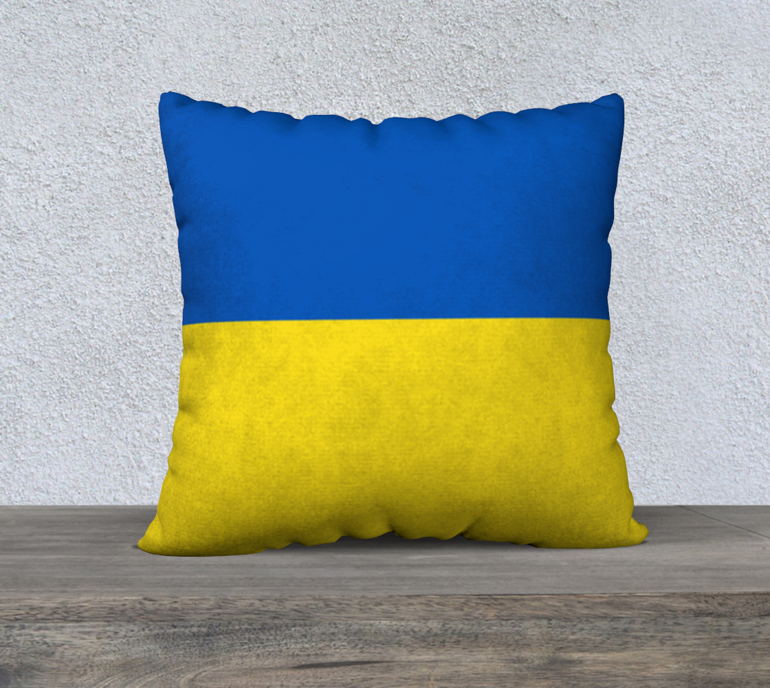Aperçu de Flag of Ukraine in Blue Yellow Pillow Case 22x22, AWSSG