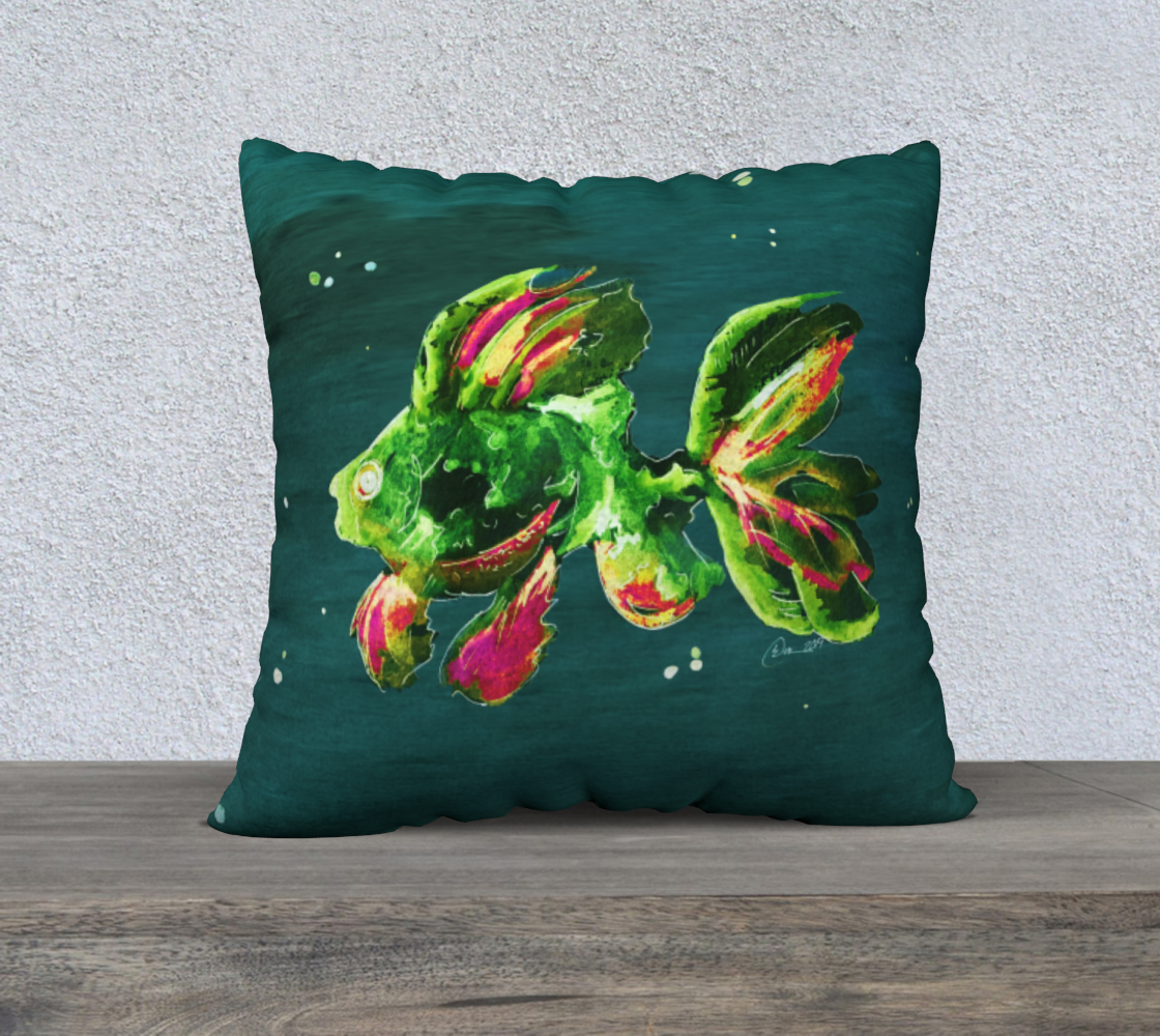 Green Goldfish SIG Mirrored 22inX22in Pillow Case preview