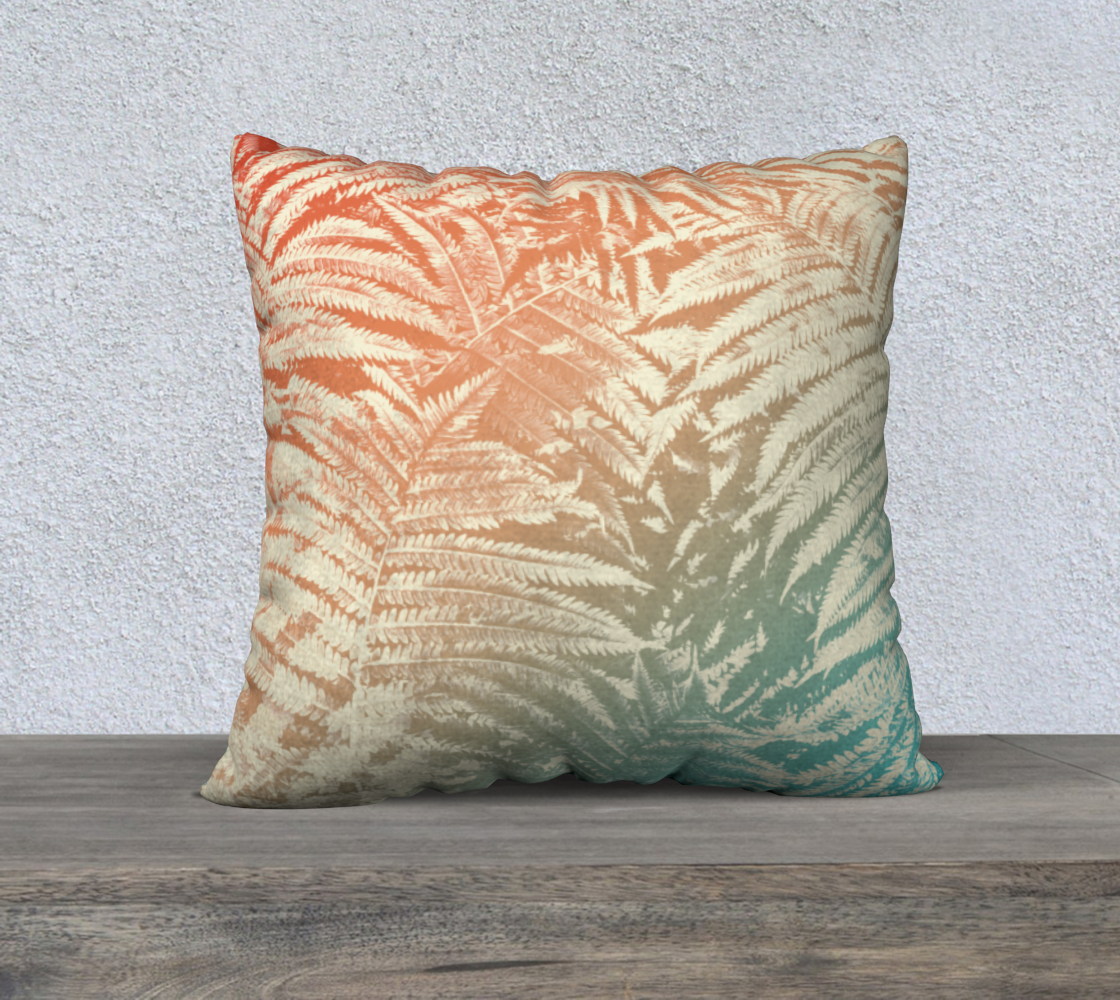 Fern Leaves Muted Pastel Red Turquoise Yellow 3D preview