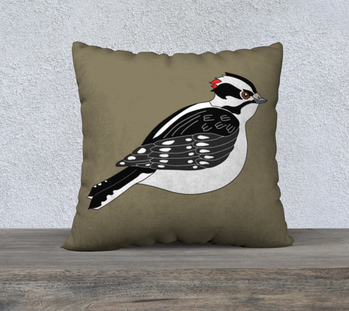 Aperçu de Downy Woodpecker Graphic Birds on Dusty Taupe