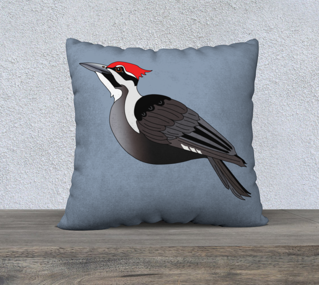 Aperçu de Pileated Woodpecker Graphic Bird on Dusty Blue #2
