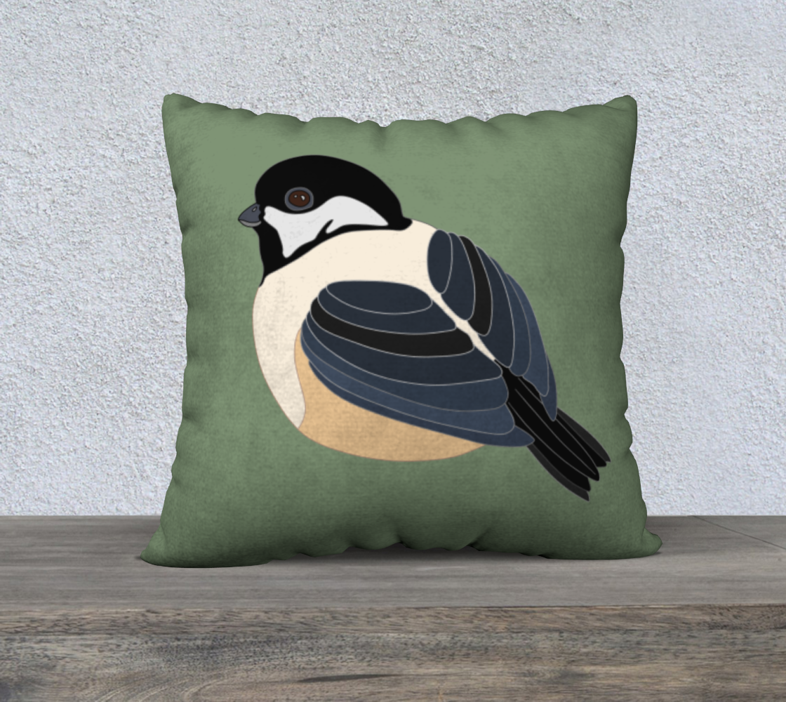 Chickadee Bird Graphic on Green preview