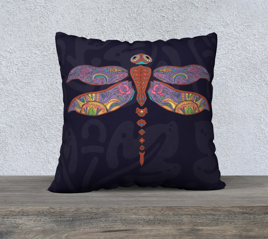 Paisley Graphic Dragonfly on Dark Purple Leaf Tile preview