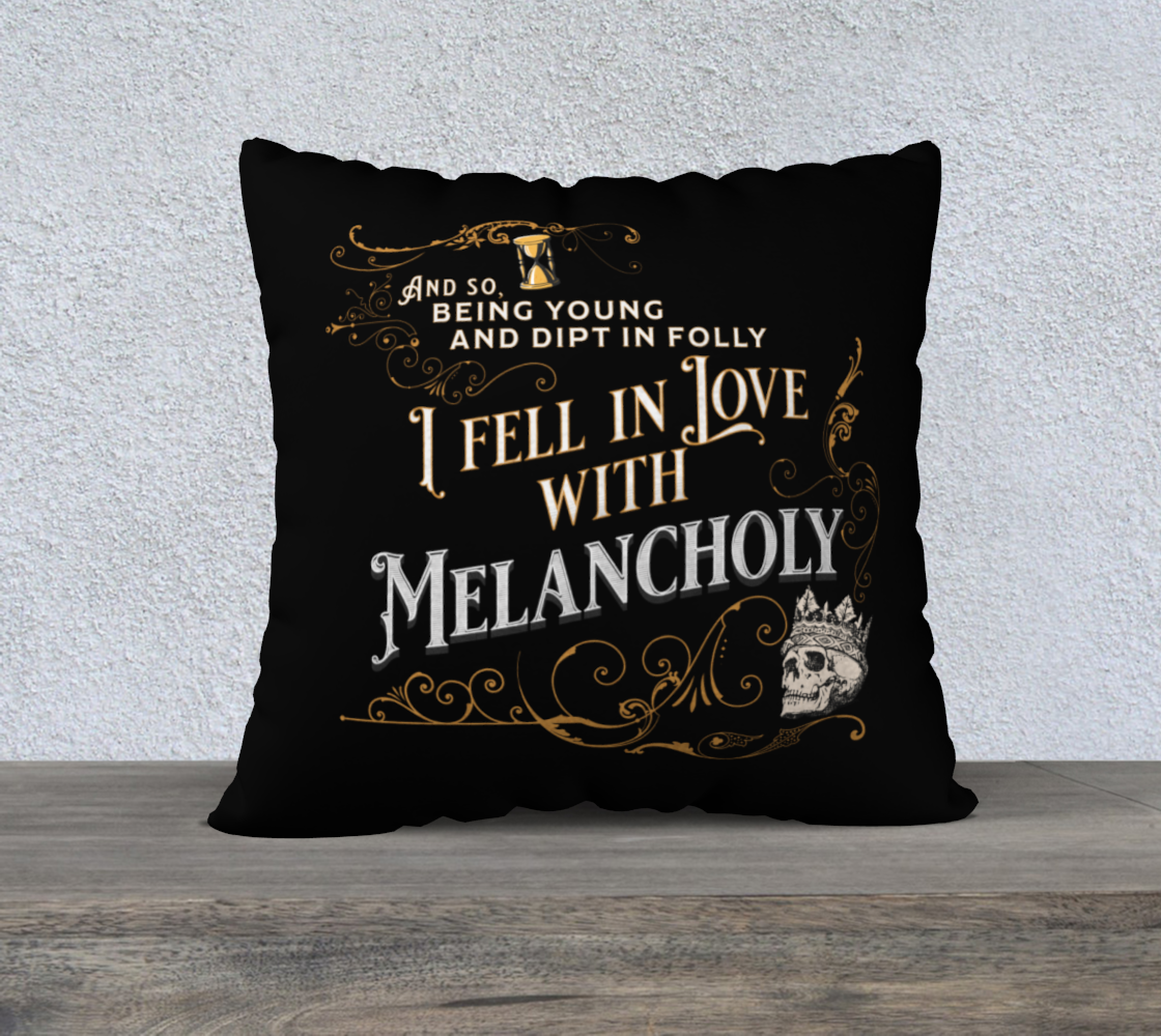 I Fell in Love with Melancholy - Gold Ver | 22x22 Velveteen Goth Pillowcase preview