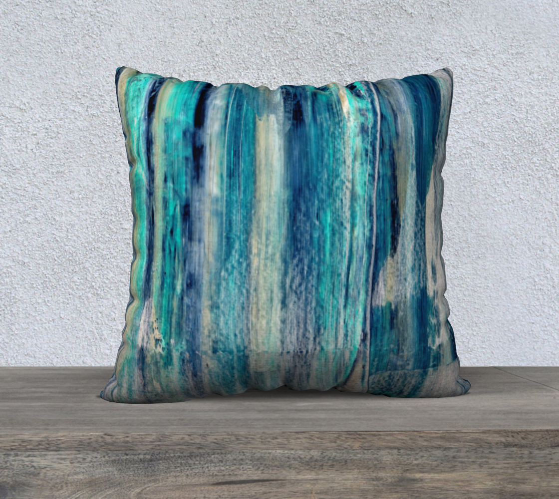 Aperçu de Turquoise Teal White Abstract Brush Stroke Stripe #2