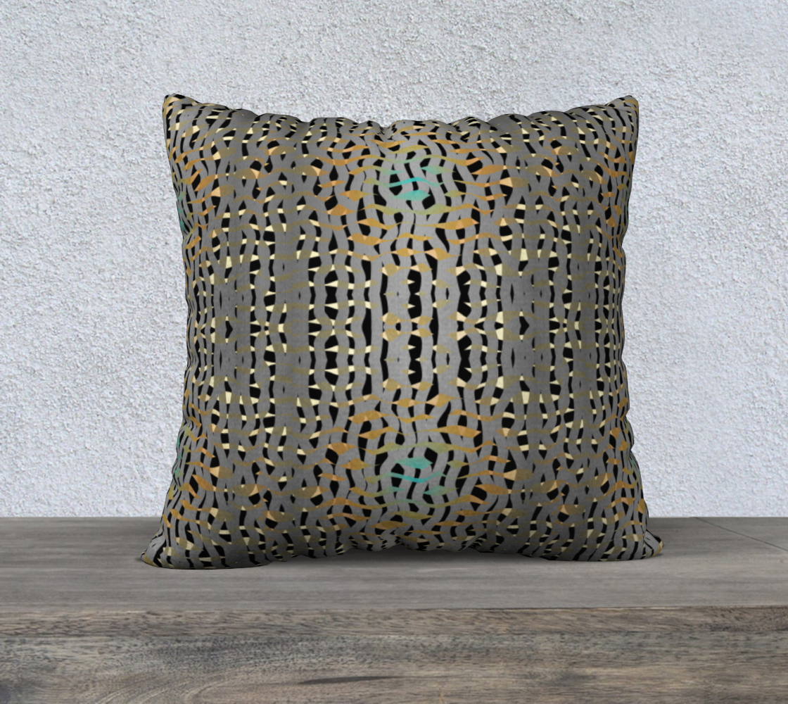 Aperçu de Wavy Mosaic Geometric Grey Squash Orange Turquoise Green #2