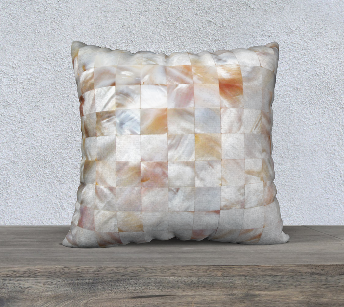 Aperçu de Mother of Pearl, Exotic Tiles Photography, Neutral Minimal Geometrical Graphic Design Pillow Case 22 x 22