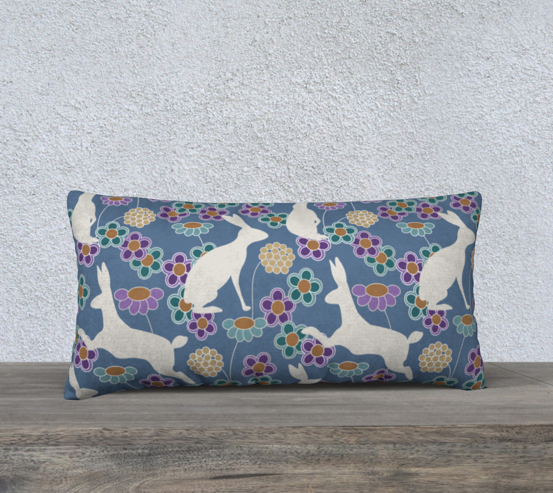 Rabbits and Flowers in Earthy Colors Pillow 24X12 190302A preview