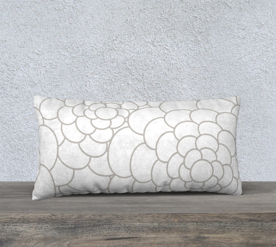 Beige on White Oval Flowers Pillow 24X12 190308A 3D preview