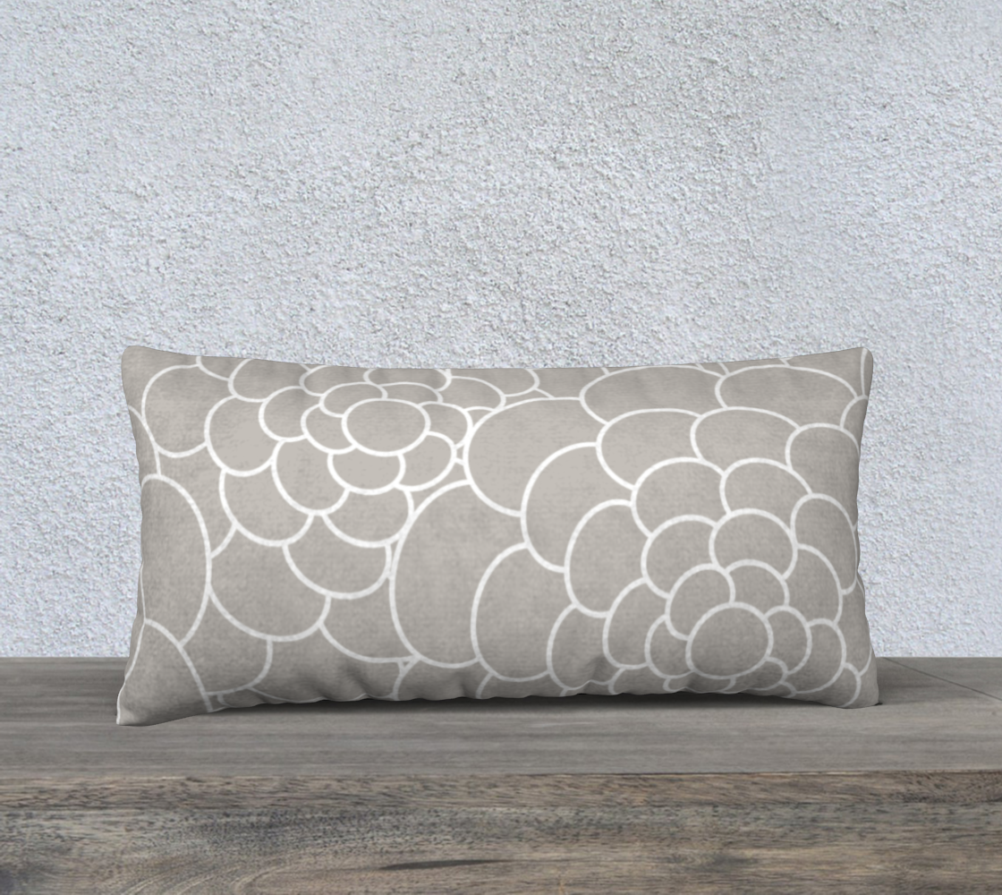 White on Beige Oval Flowers Pillow 24X12 190308B preview