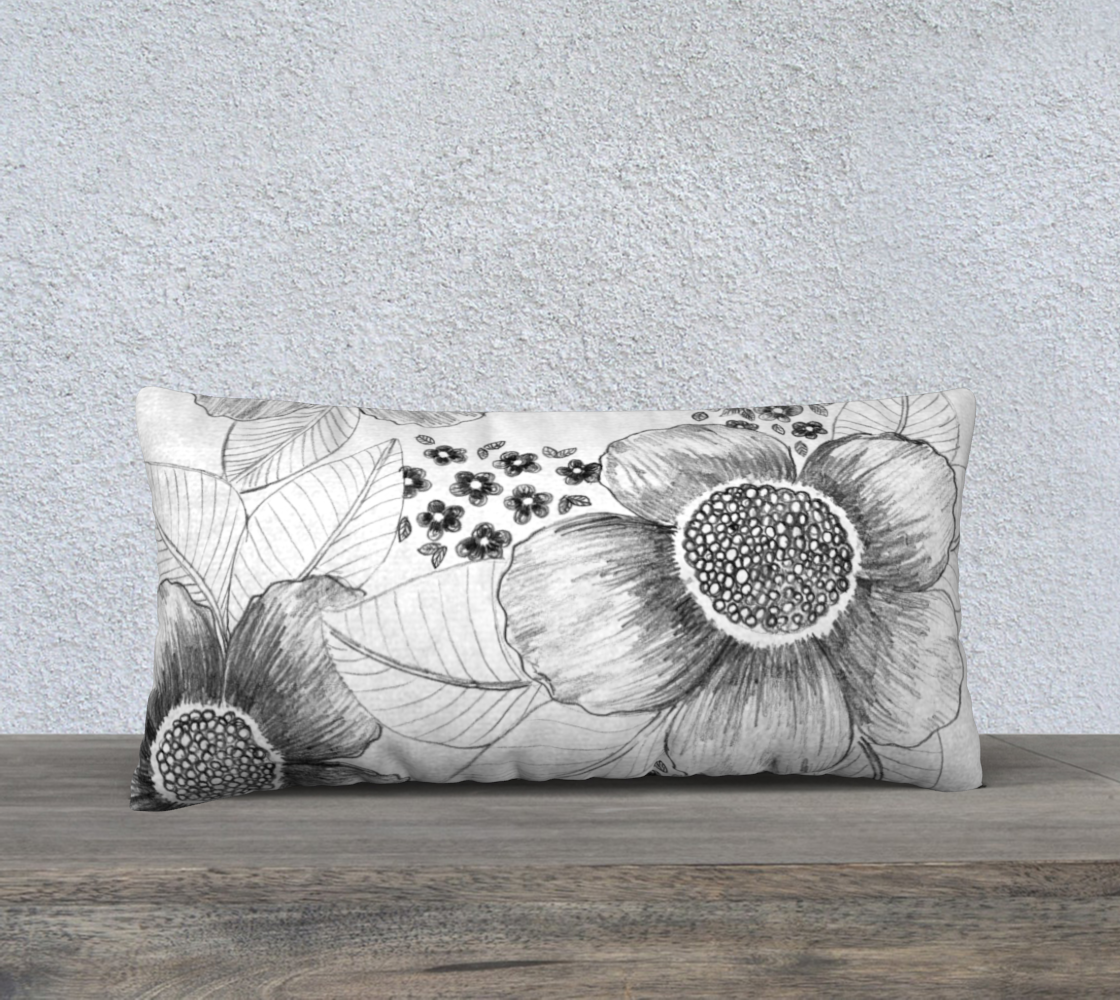 Luxurious flowers black and white long pillow  preview