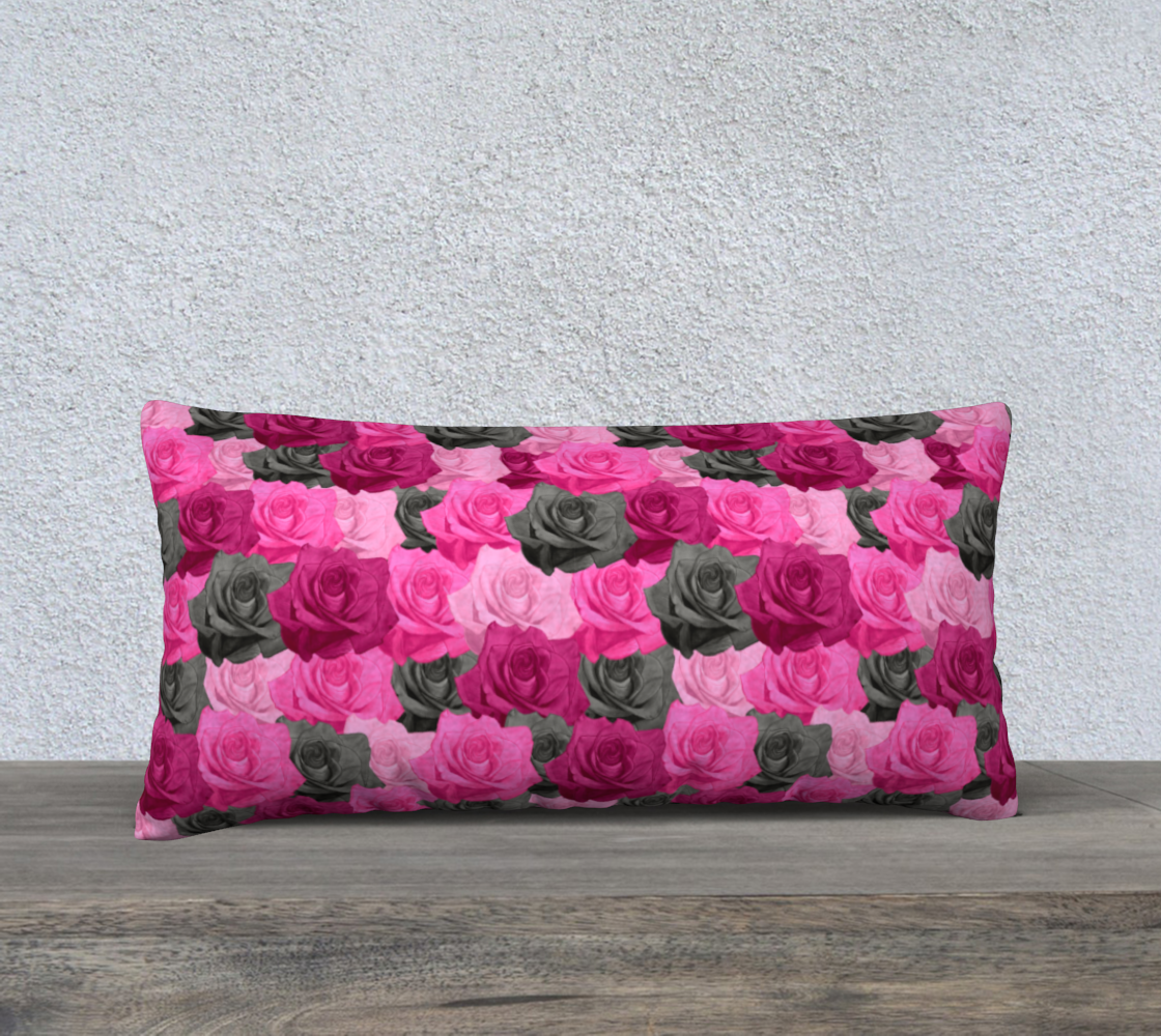 Aperçu de Pink Roses Pillow Case - 24" x 12" #1