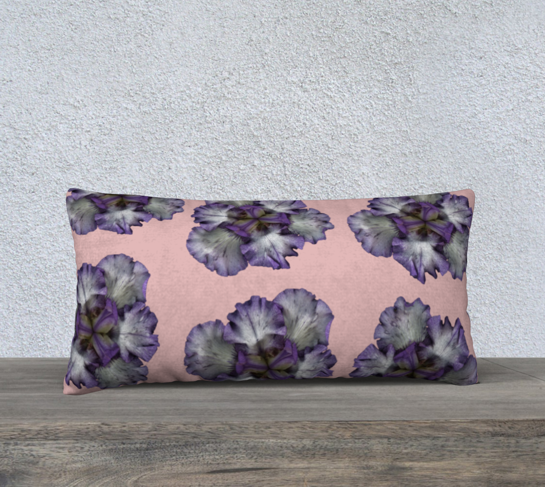 Aperçu de 24x12 Pillow Case * Purple Iris on Pink Linen*Canvas*Velveteen Pillow Covers * Decorative Throw Pillowcases