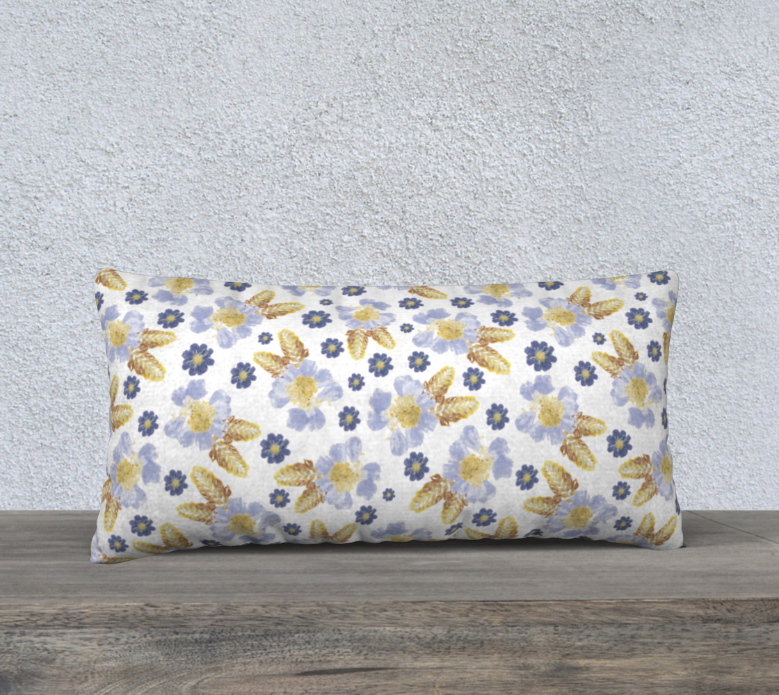 Aperçu de 24x12 Pillow Case * Abstract Floral Pillow Covers * Linen*Velveteen*Canvas Decorative Pillows * Blue Cosmos and Crocosmia Watercolor Impressions Design