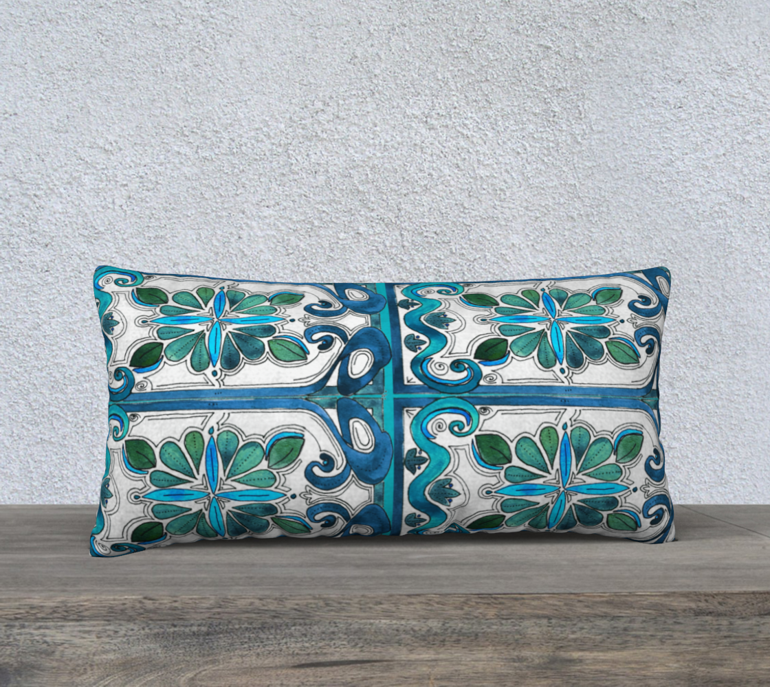 Turquoise Art Nouveau III 24inX12in Pillow Case preview