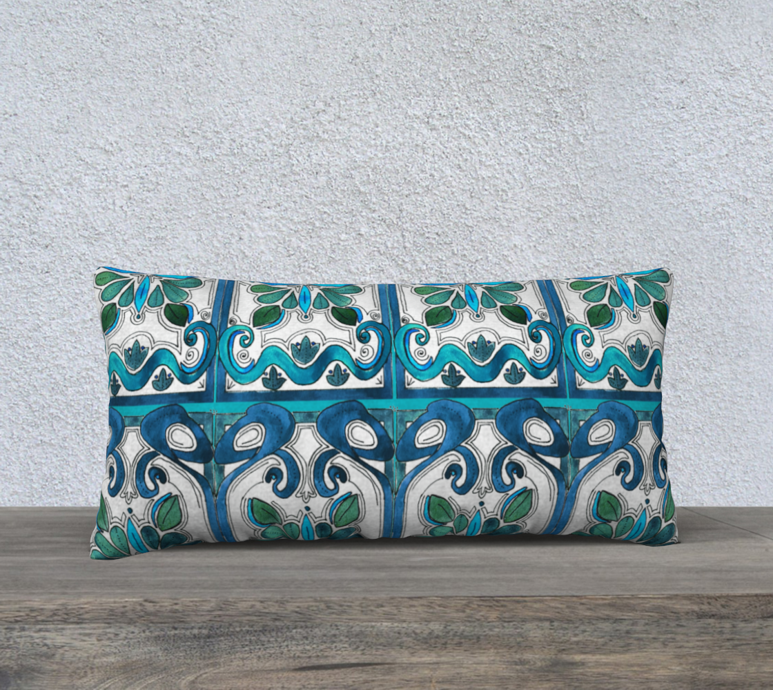 Turquoise Art Nouveau II 24inX12in Pillow Case preview