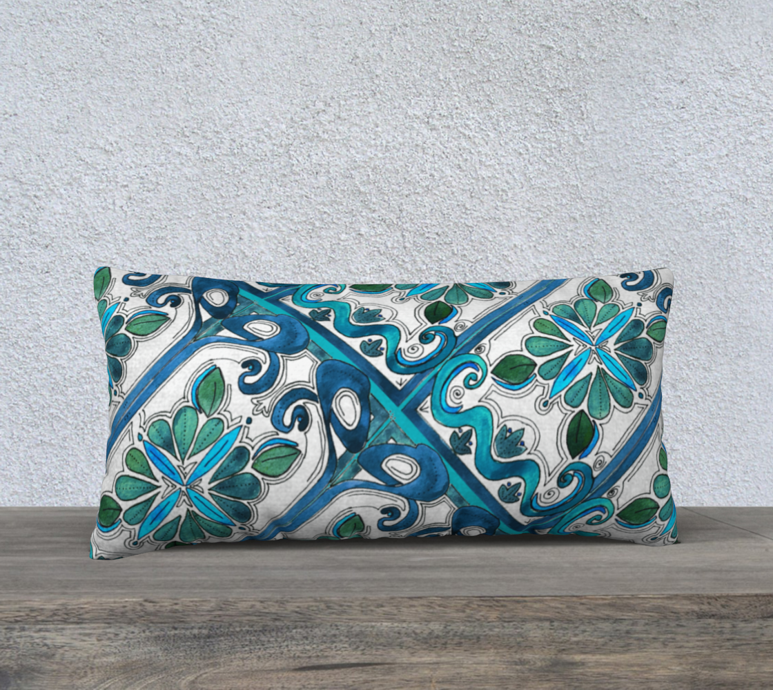 Turquoise Art Nouveau II 24inX12in Pillow Case preview
