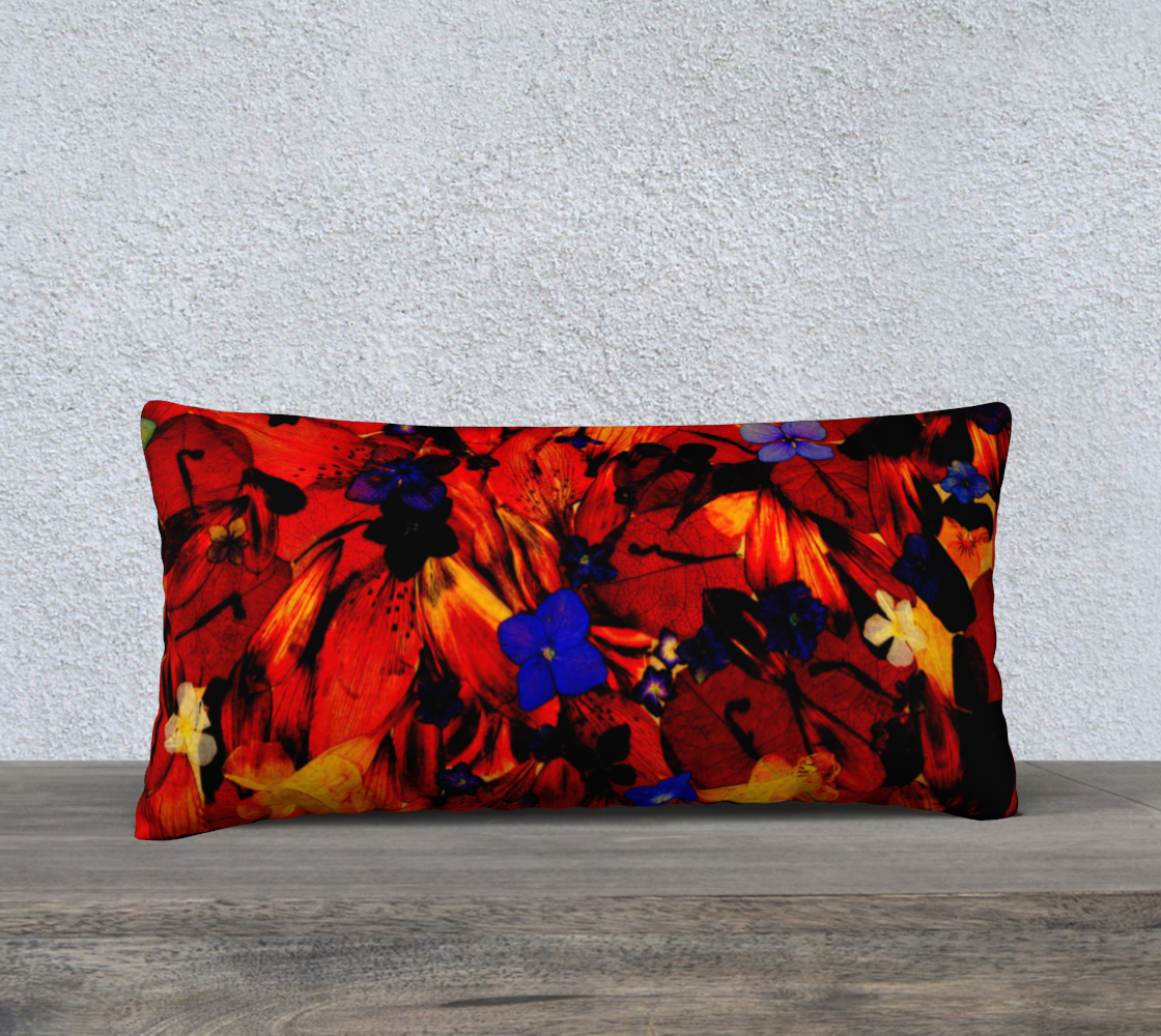 24x12 Pillow Case * Abstract Floral Pillow Covers * Linen*Velveteen*Canvas Decorative Pillows * Red Yellow Purple Blue Multicolor Flowers * Chaos125 preview