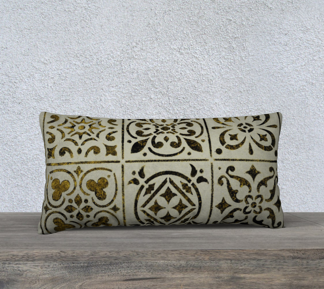 Aperçu de 24x12 Pillow Case * Gold Black White Moroccan Tile Print * Linen*Canvas*Velveteen Decorative Pillow Cover * Abstract Geometric Design