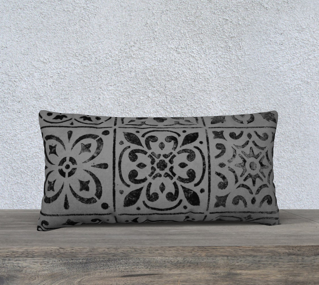 24x12 Pillow Case * Abstract Geometric Moroccan Tile Design * Gray Black Linen*Canvas*Velveteen Pillow Covers thumbnail #3