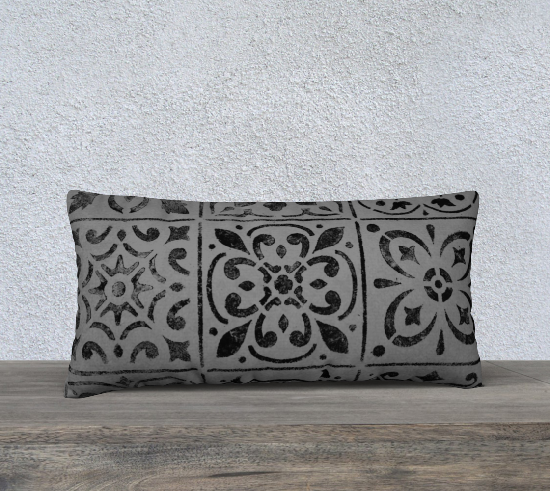 24x12 Pillow Case * Abstract Geometric Moroccan Tile Design * Gray Black Linen*Canvas*Velveteen Pillow Covers preview