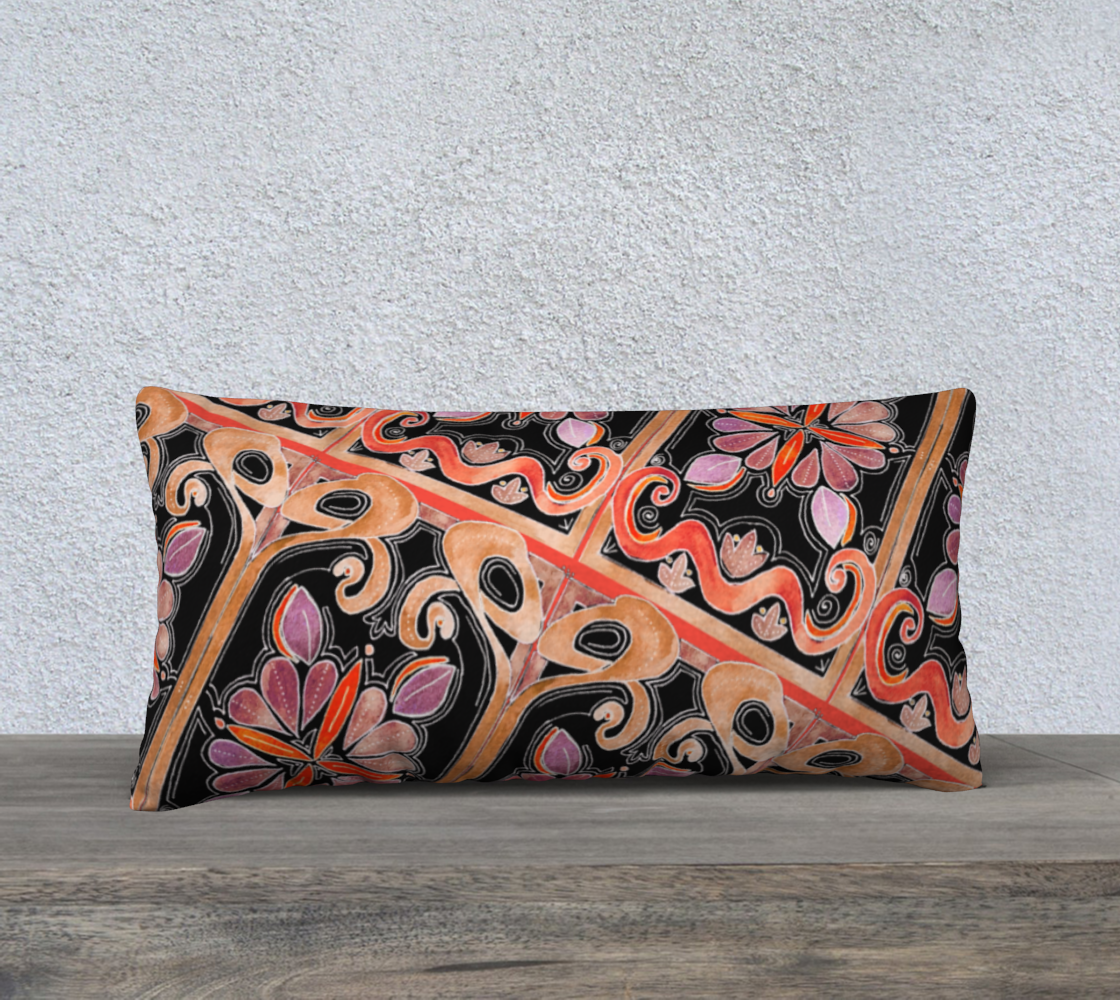 Orange Art Nouveau 24inX12in Pillow Case preview