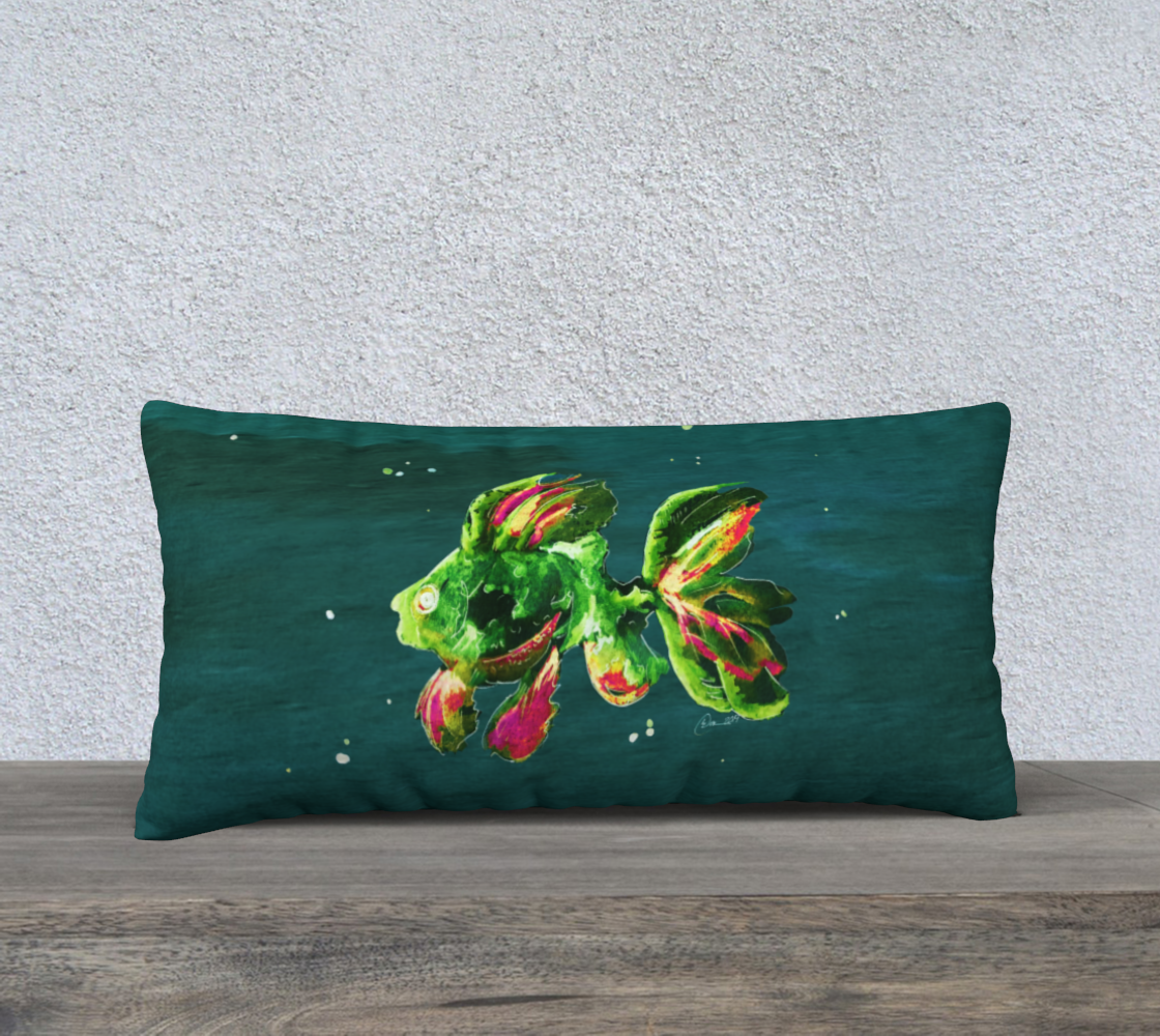 Green Goldfish SIG Mirrored 24inX12in Pillow Case preview
