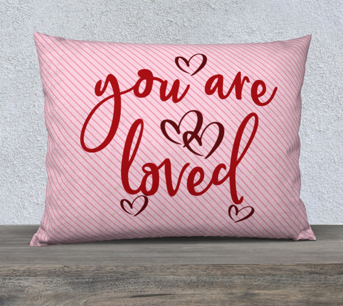 "You Are Loved" Red Text on Pink, Romantic, Sentimental, Sweet Miniature #3