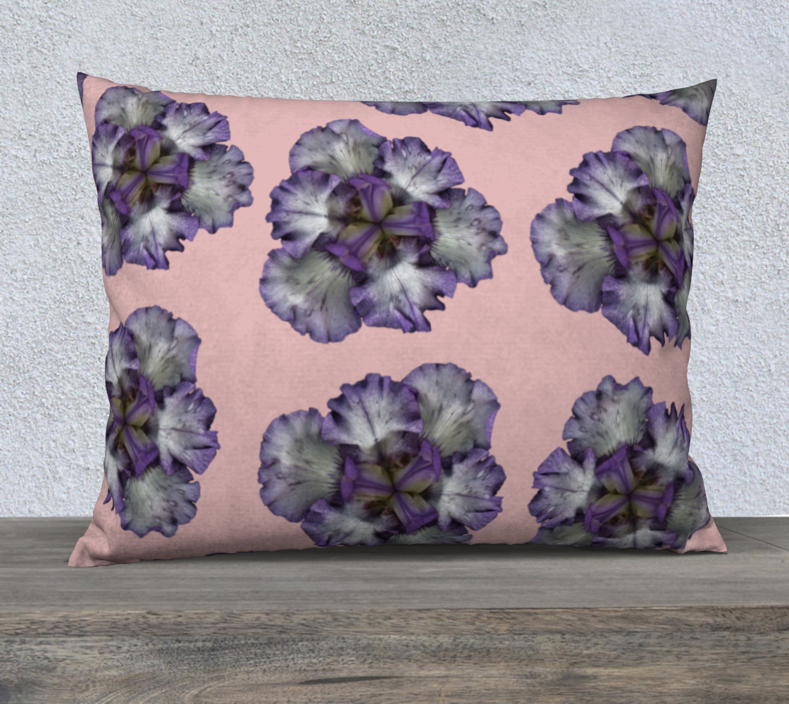 Aperçu de 26x20 Pillow Case * Purple Iris on Pink Pillow Covers * Linen*Canvas*Velveteen Decorative Pillows * Purple Iris on Pink