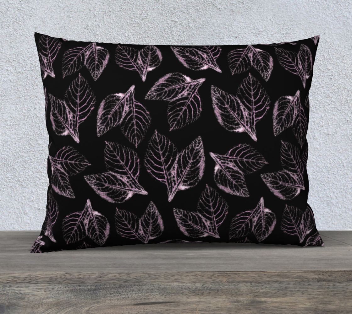 Aperçu de 26x20 Pillow Case * Abstract Floral Pillow Covers * Linen*Velveteen*Canvas Decorative Pillows * Pink Amaranth Leaves on Black 