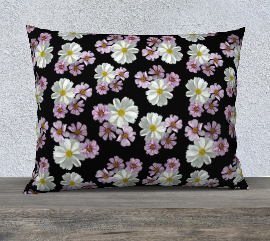 Aperçu de 26x20 Pillow Case * Abstract Floral Pillow Covers * Linen*Velveteen*Canvas Decorative Pillows * Pink Purple White Cosmos Blossoms #2