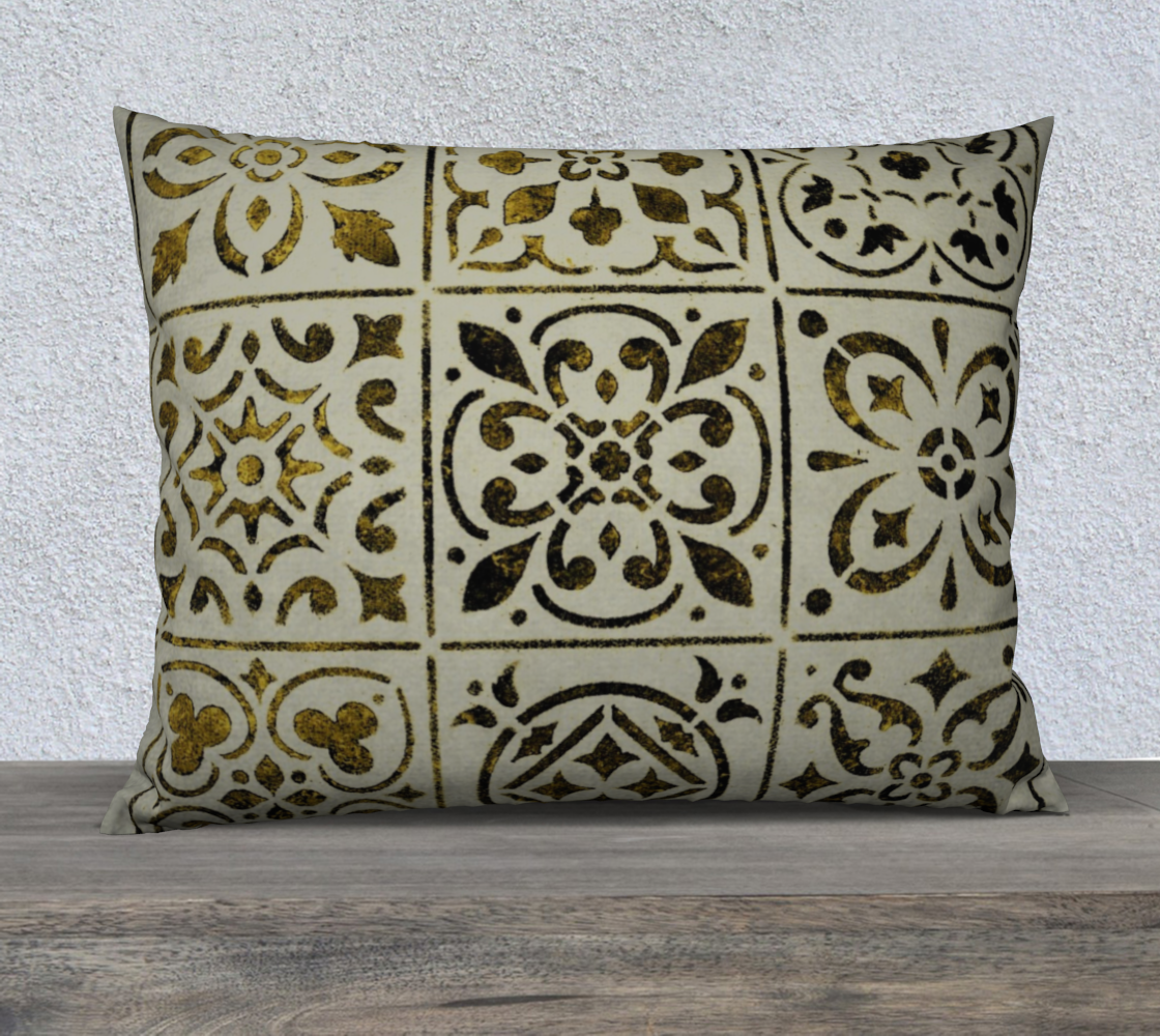 26x20 Pillow Case * Gold Black White Moroccan Tile Print * bstract Geometric Design preview