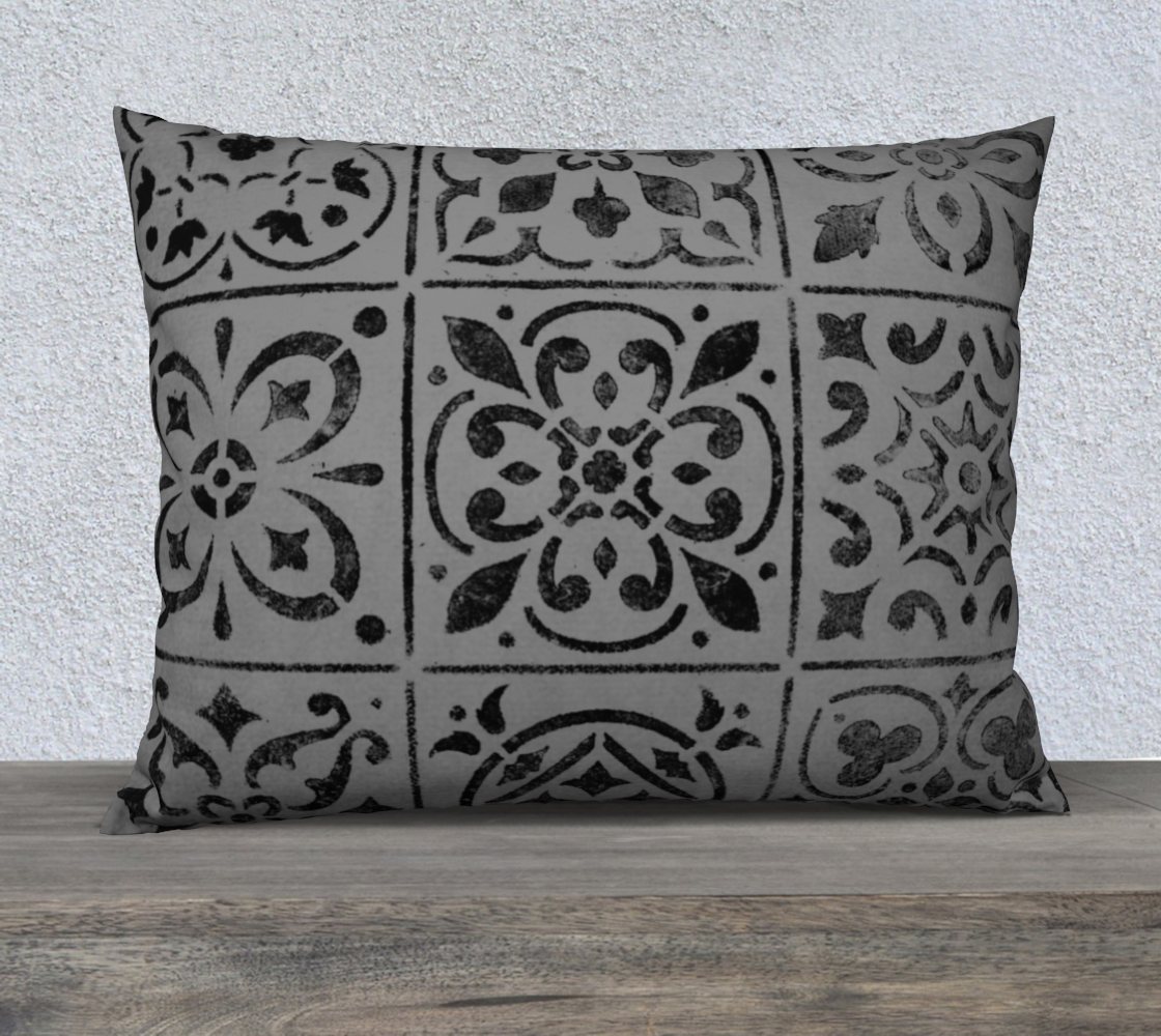 26x20 Pillow Case * Abstract Geometric Moroccan Tile Design * Gray Black Linen*Canvas*Velveteen Decorative Pillow Covers preview #2