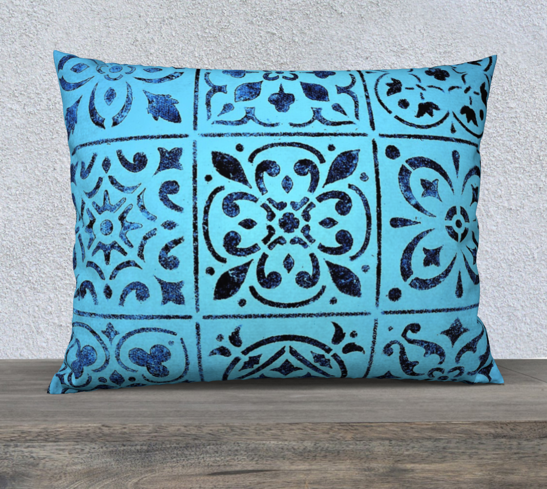 26x20 Pillow Case * Blue Abstract Geometric Moroccan Tile Print *Canvas*Linen*Velveteen Decorative Pillow Covers preview