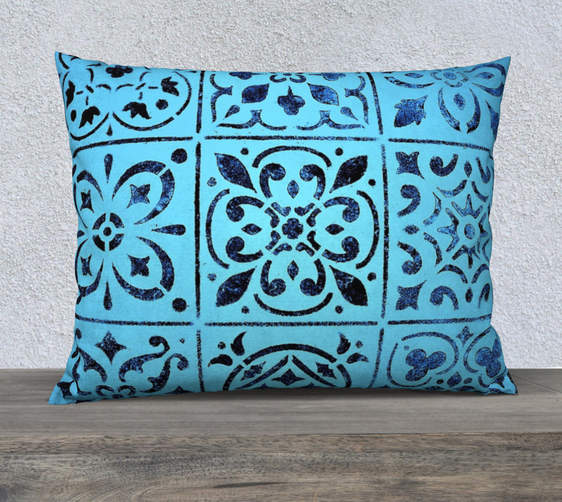 26x20 Pillow Case * Blue Moroccan Tile Print Pillow Covers * Abstract Geometric Design Linen*Canvas*Velveteen Pillowcase preview #2
