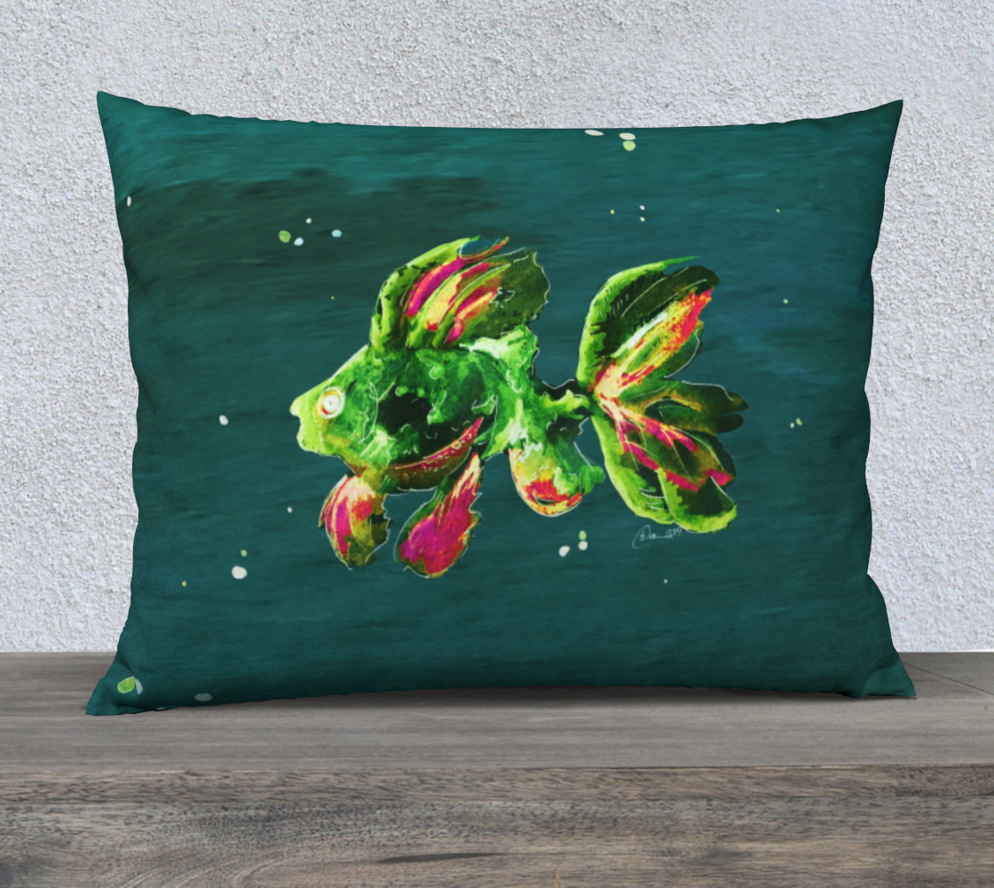 Green Goldfish SIG Mirrored 26inX20in Pillow Case preview