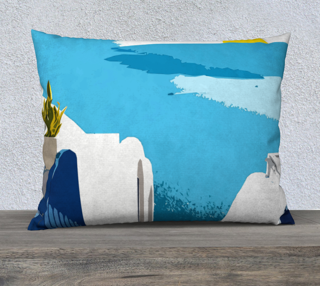 Santorini Morning | Greece Tropical Exotic Travel | White Buildings Architecture Pillow Case 26 x 20 preview