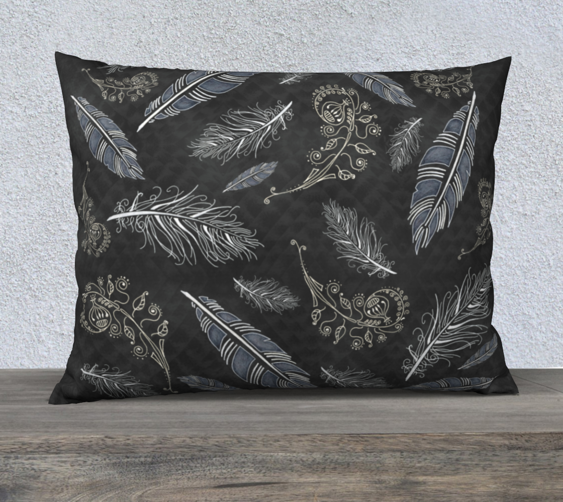 Blue Grey Yellow Boho Feathers Leaves preview