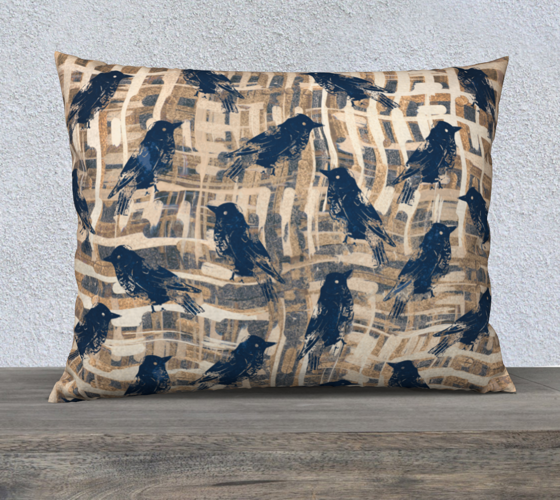 Aperçu de Navy Blue Birds Rustic Gingham Weave Pattern