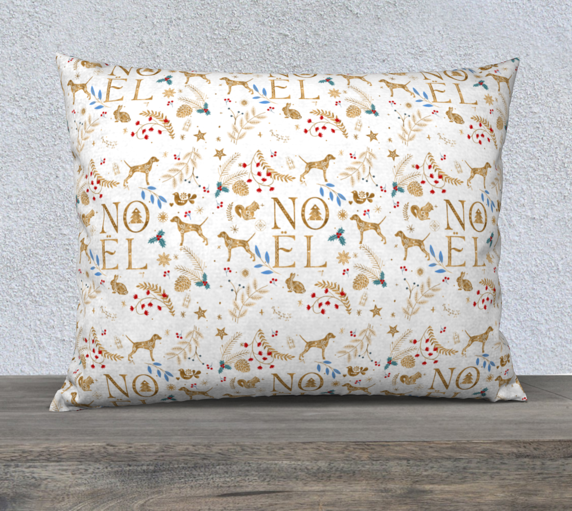 Aperçu de Noël Golden Weimaraners on white pillow case #1
