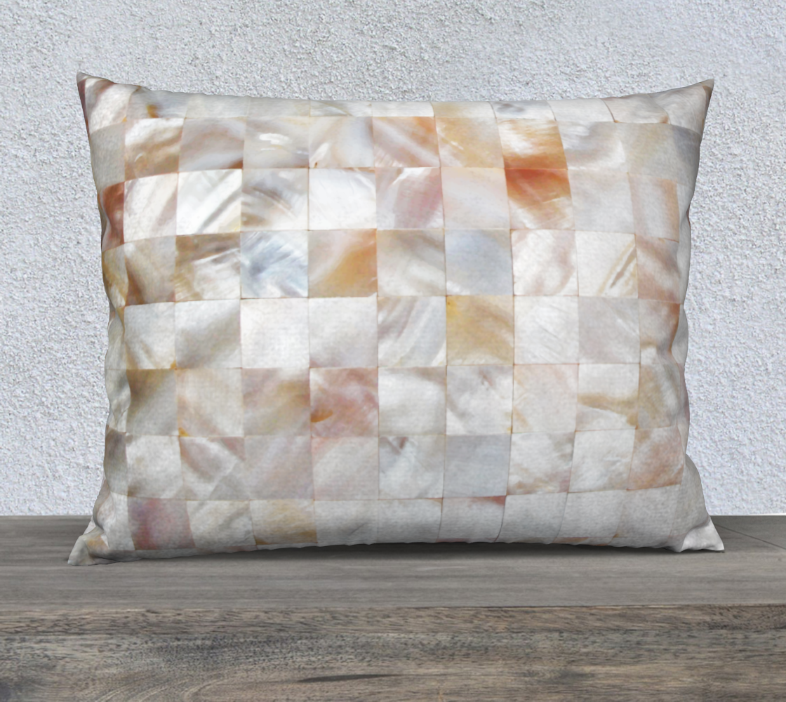 Mother of Pearl, Exotic Tiles Photography, Neutral Minimal Geometrical Graphic Design Pillow Case 26 x 20 Miniature #3