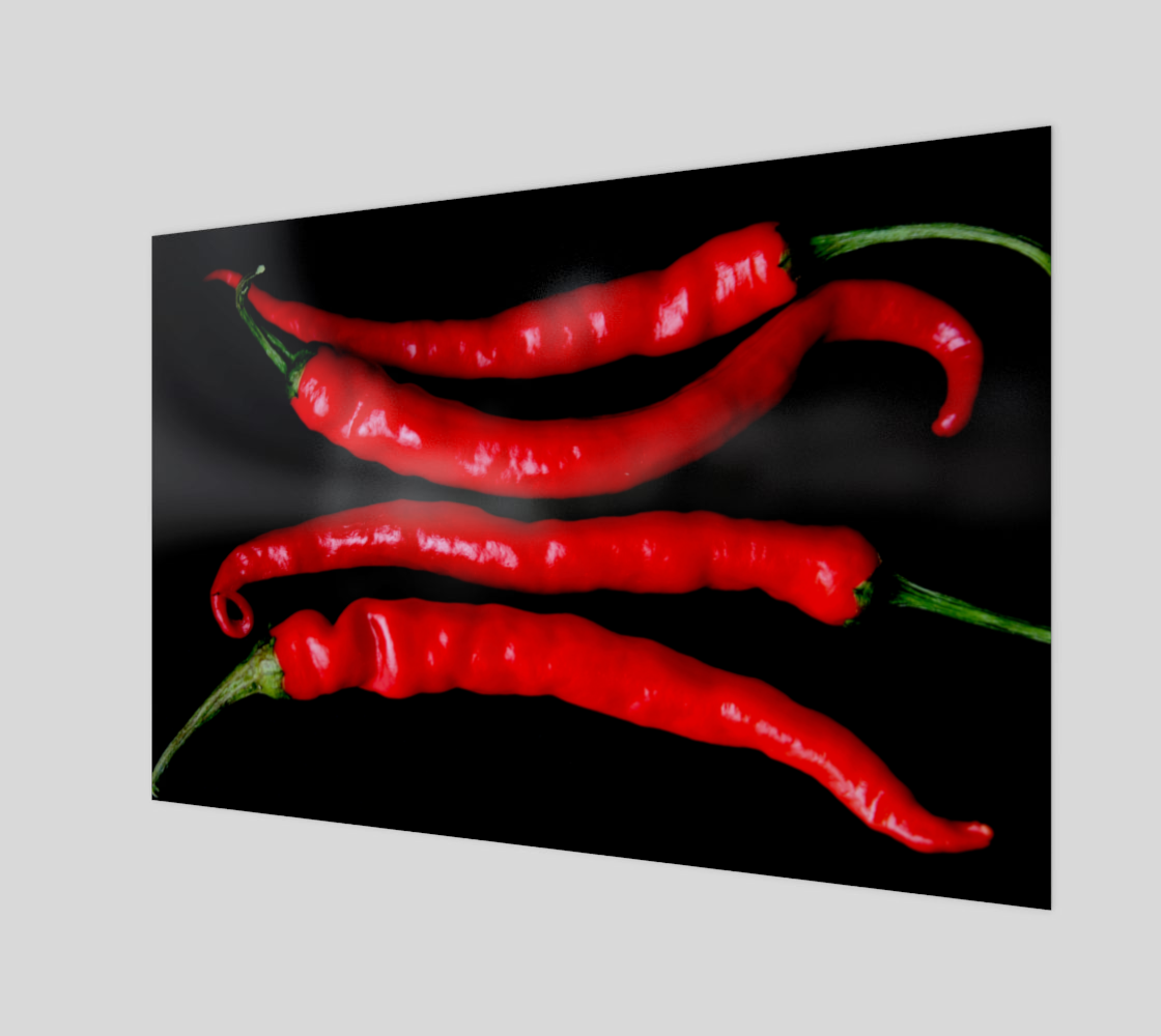 Four Red Chilies Wood Print preview